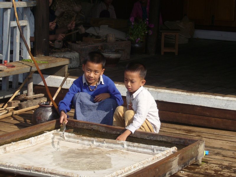 The hand-made paper factory. As soon as we arrived they switched off the state-of-the-art paper making machine and got the kids to stick their hands in to impress the tourists.
